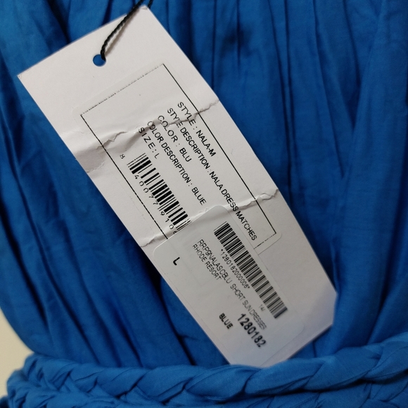 Rhode Resort Nala Scarlet Blue Short Sun Dress Size L vacation beach - Picture 16 of 16